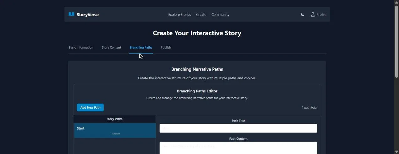 Branching paths editor